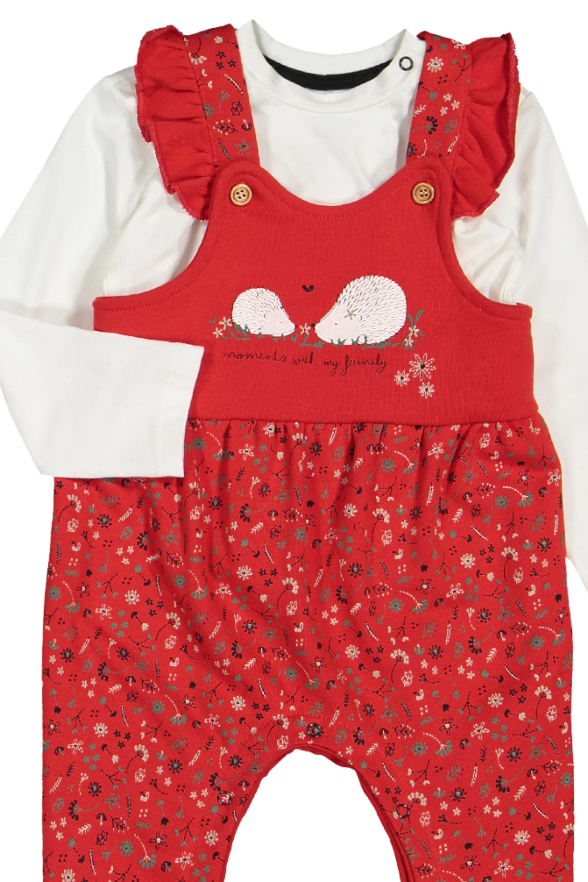 Kız Bebek Çiçek Desenli Tulum Badi 2li Set - Bebek Giyim