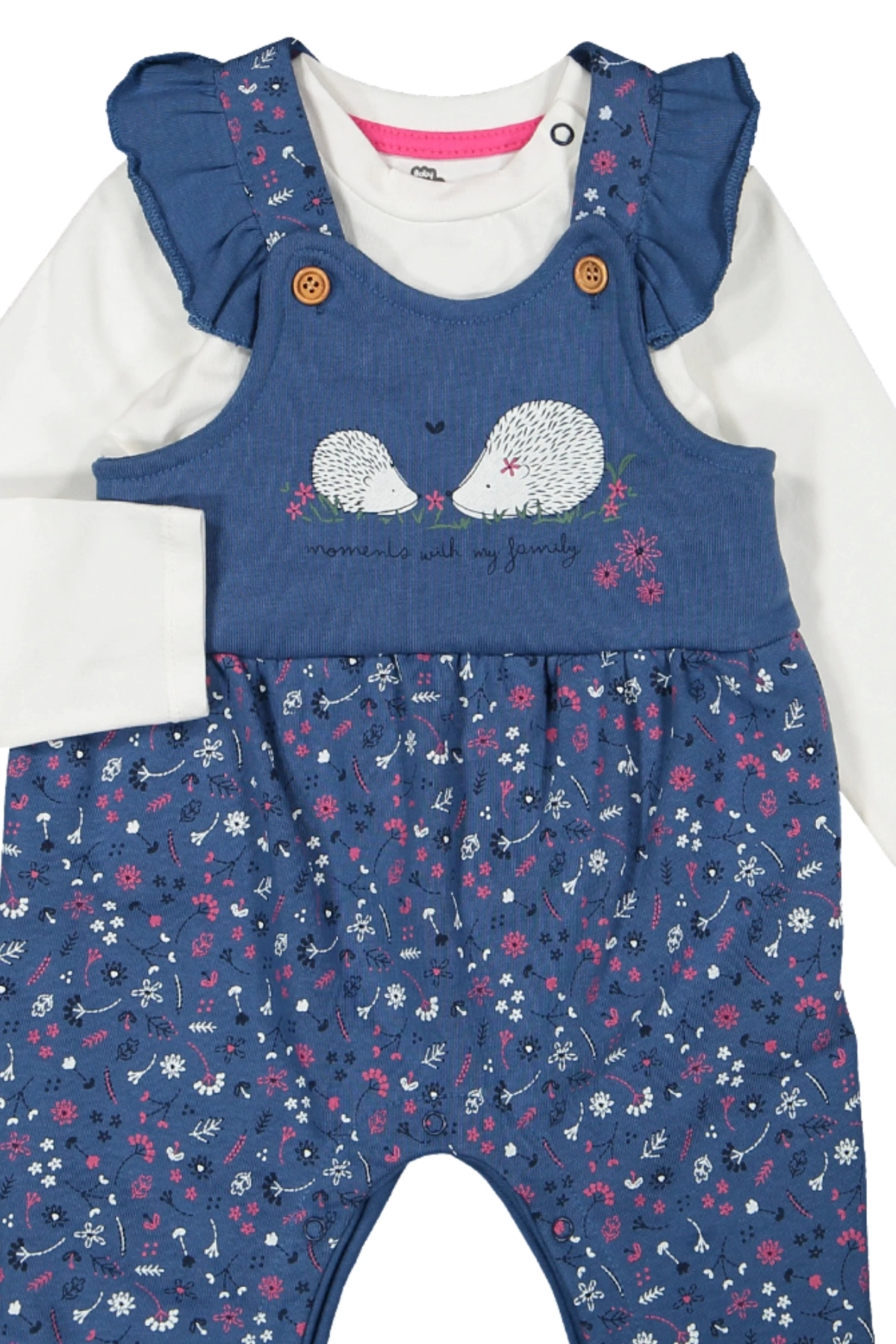 Kız Bebek Çiçek Desenli Tulum Badi 2li Set - Bebek Giyim