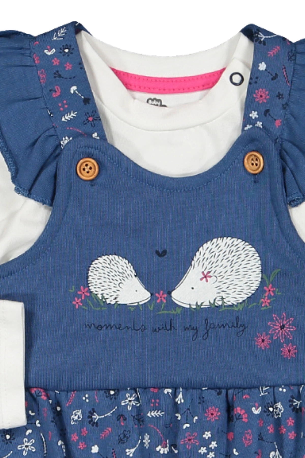 Kız Bebek Çiçek Desenli Tulum Badi 2li Set - Bebek Giyim