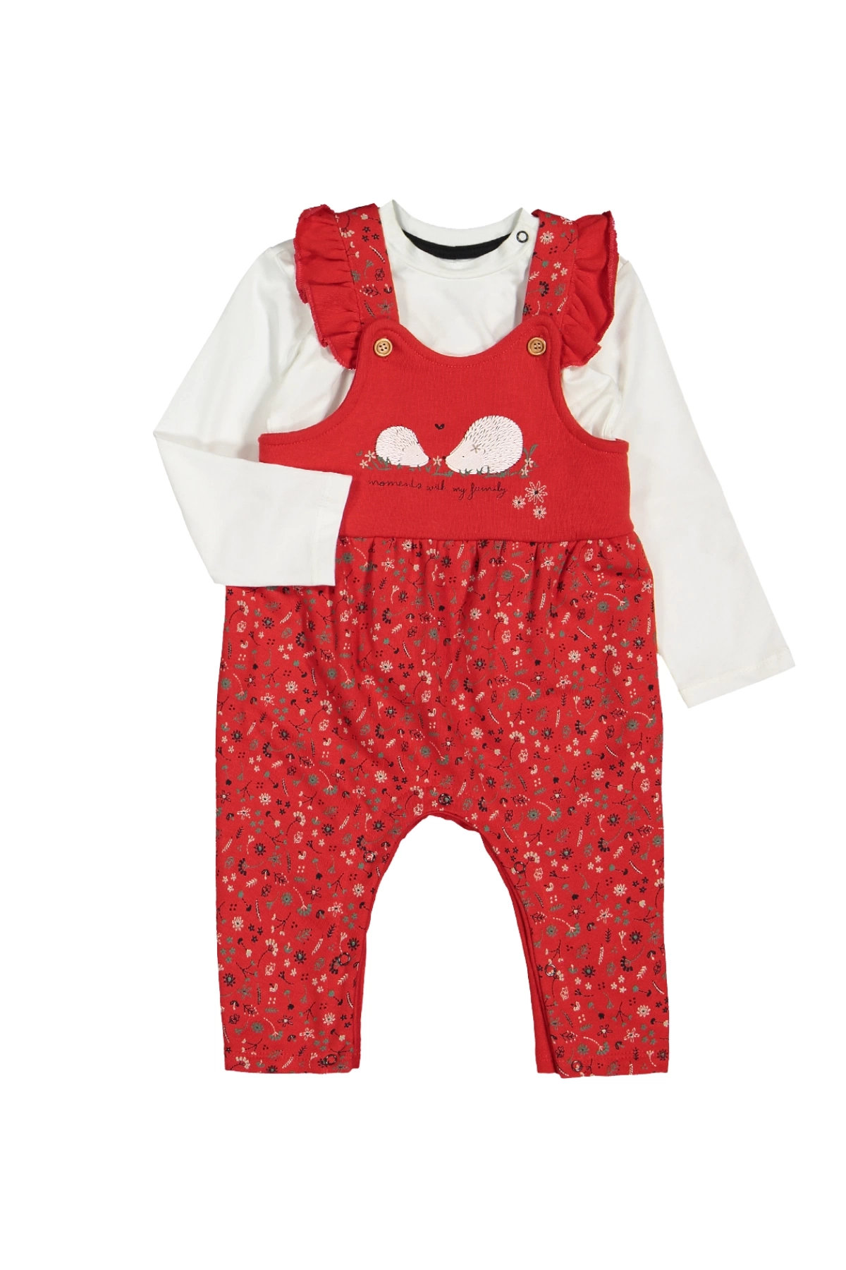 Kız Bebek Çiçek Desenli Tulum Badi 2li Set - Bebek Giyim