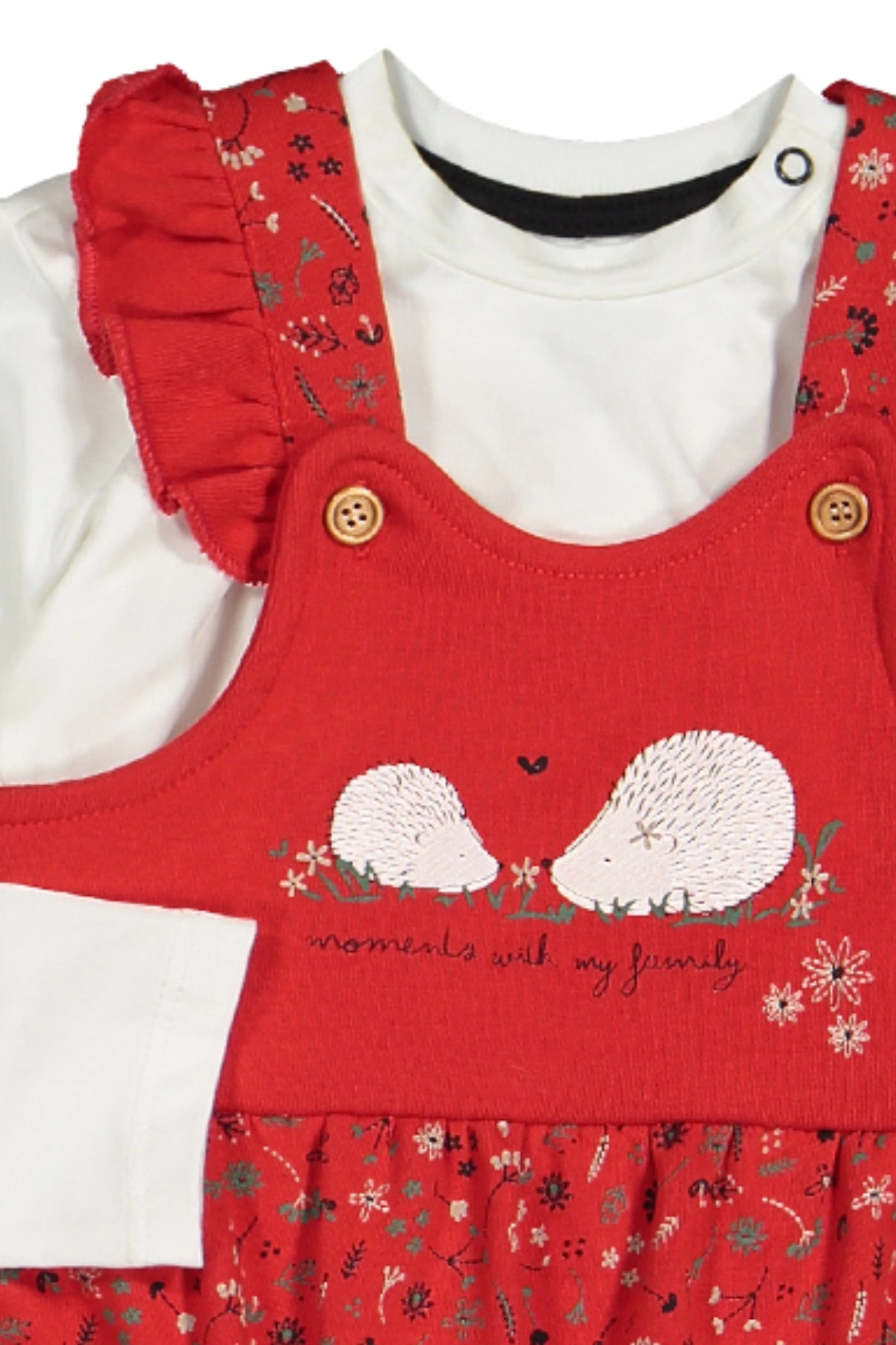 Kız Bebek Çiçek Desenli Tulum Badi 2li Set - Bebek Giyim