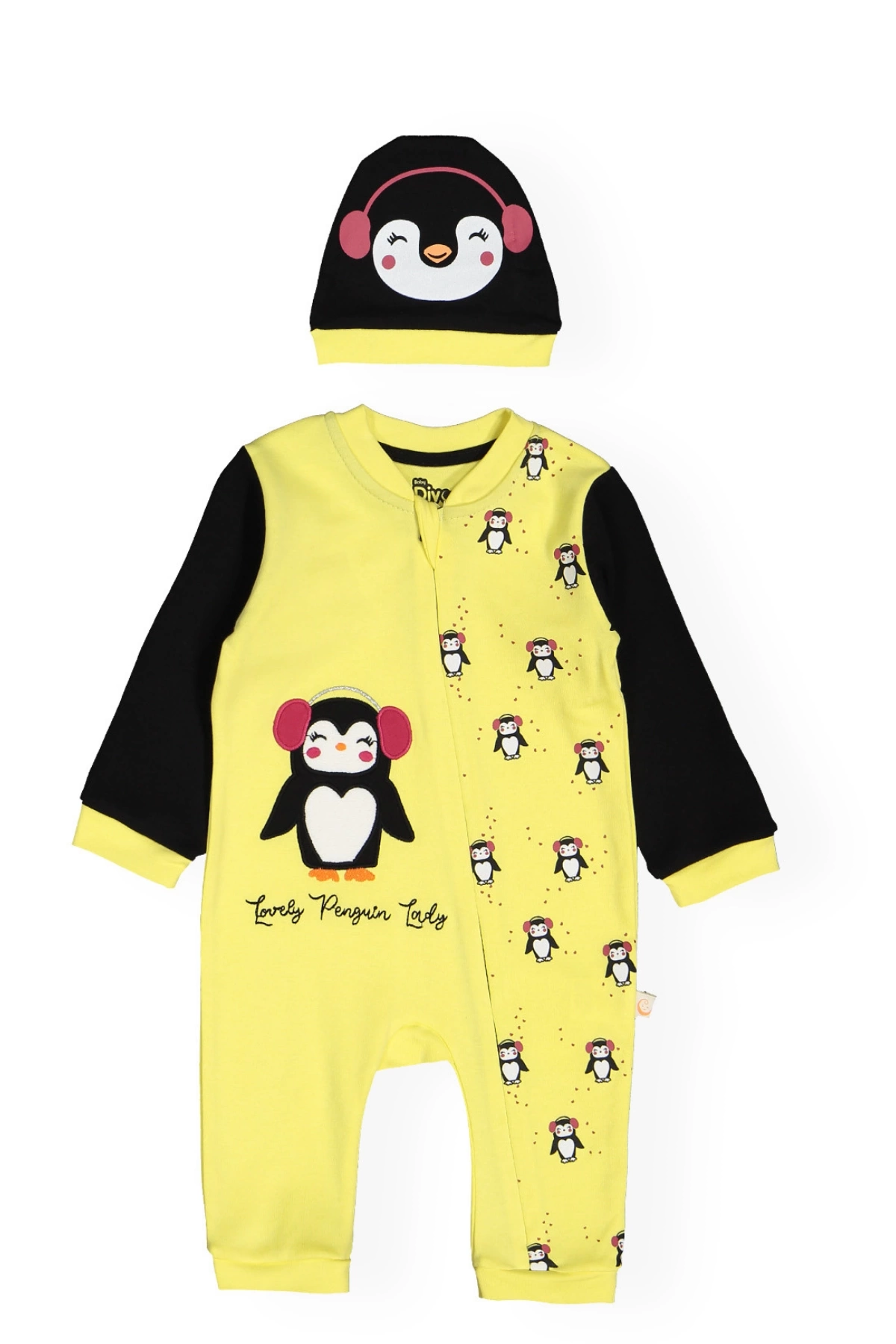 Kız Bebek Desenli Tulum Şapka 2li Set - Bebek Giyim