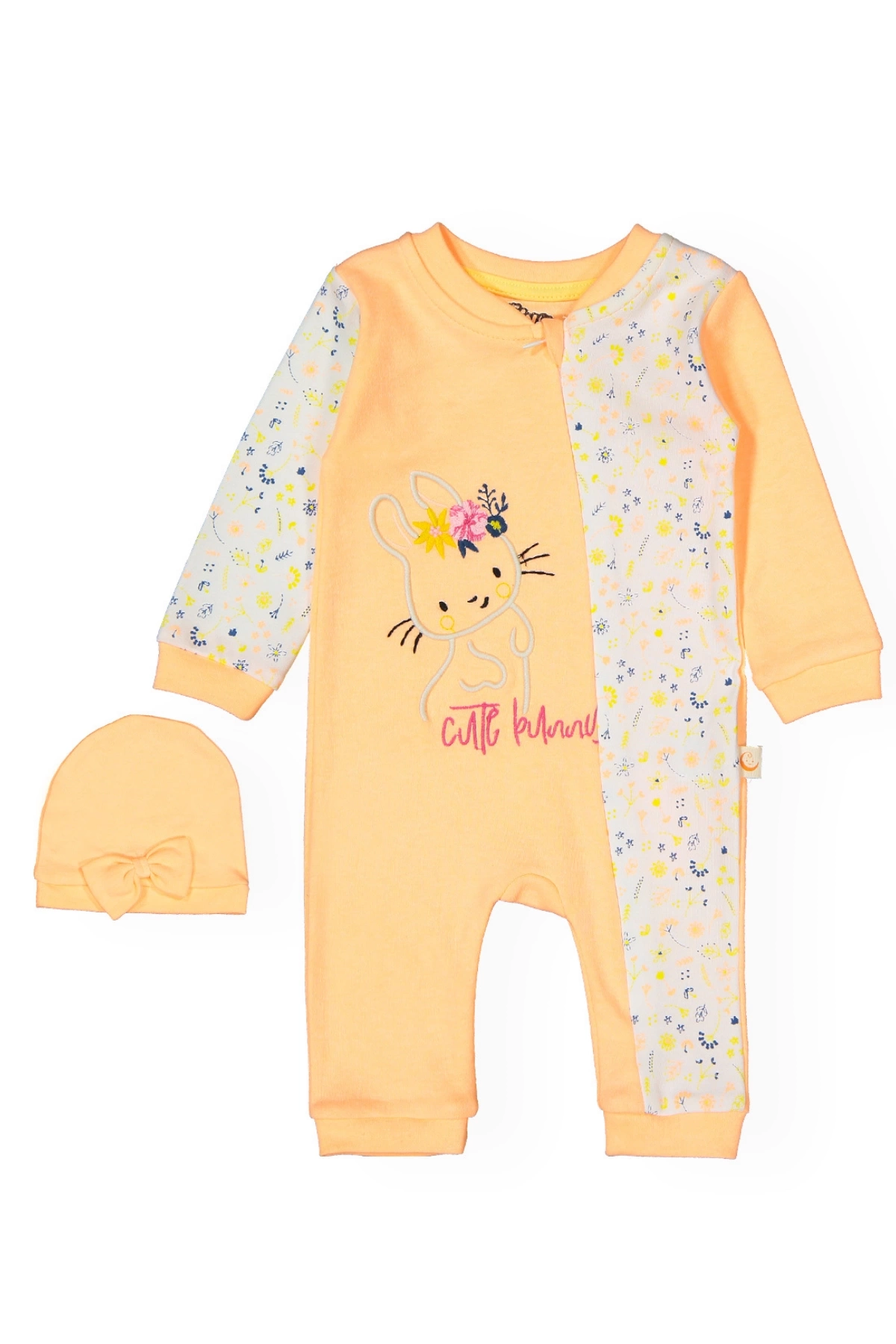 Kız Bebek Tulum Şapkalı 2li Set - Bebek Giyim