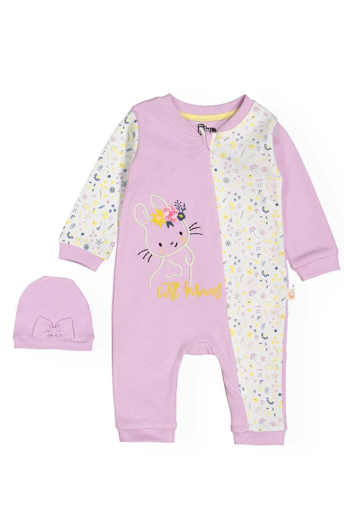Kız Bebek Tulum Şapkalı 2li Set - Bebek Giyim