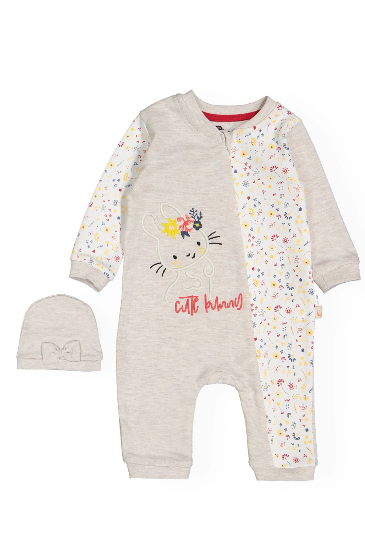 Kız Bebek Tulum Şapkalı 2li Set - Bebek Giyim
