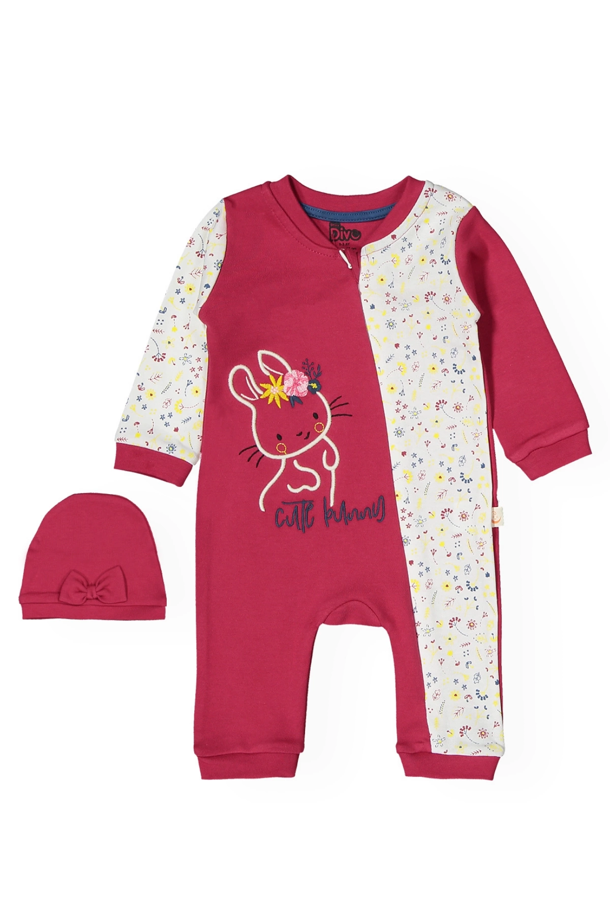 Kız Bebek Tulum Şapkalı 2li Set - Bebek Giyim