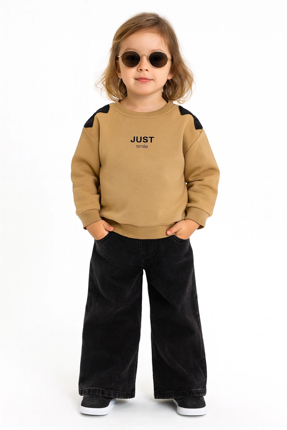 Kız Çocuk %100 Pamuk Fiyonk Detaylı Bej Sweatshirt - Şık ve Rahat Tasarım