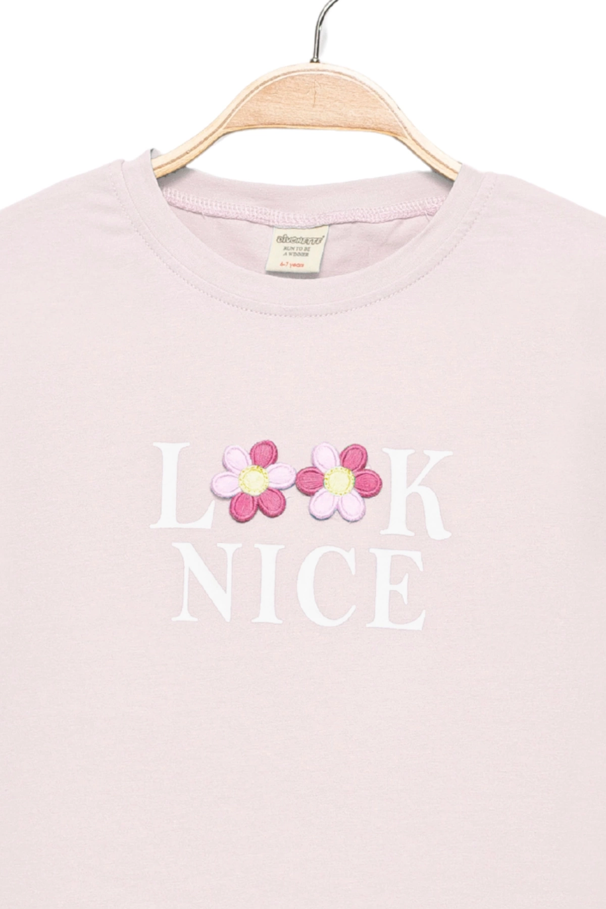 Kız Çocuk Çiçekli Kısa Kollu T-shirt - Çocuk Giyim