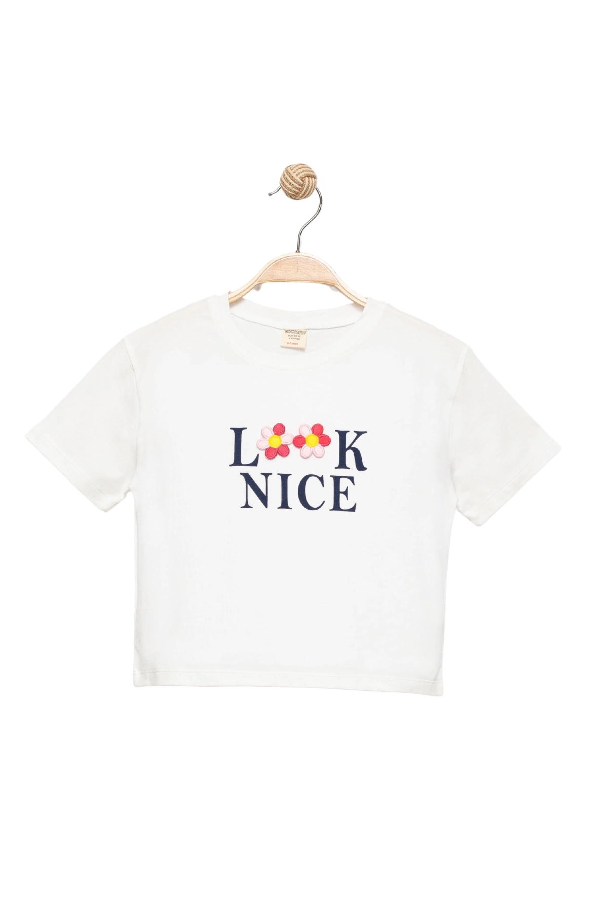 Kız Çocuk Çiçekli Kısa Kollu T-shirt - Çocuk Giyim