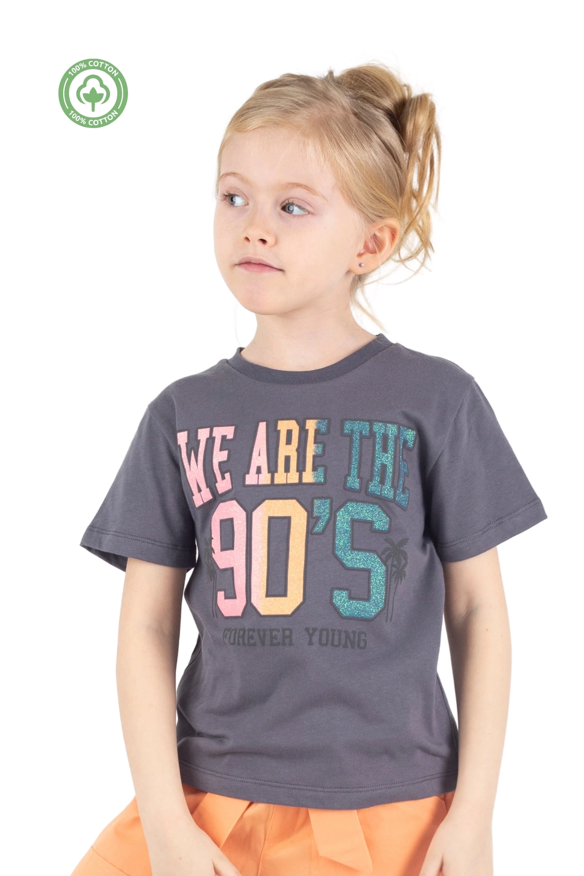 Kız Çocuk Desenli Kısa Kollu T-shirt -Çocuk Giyim