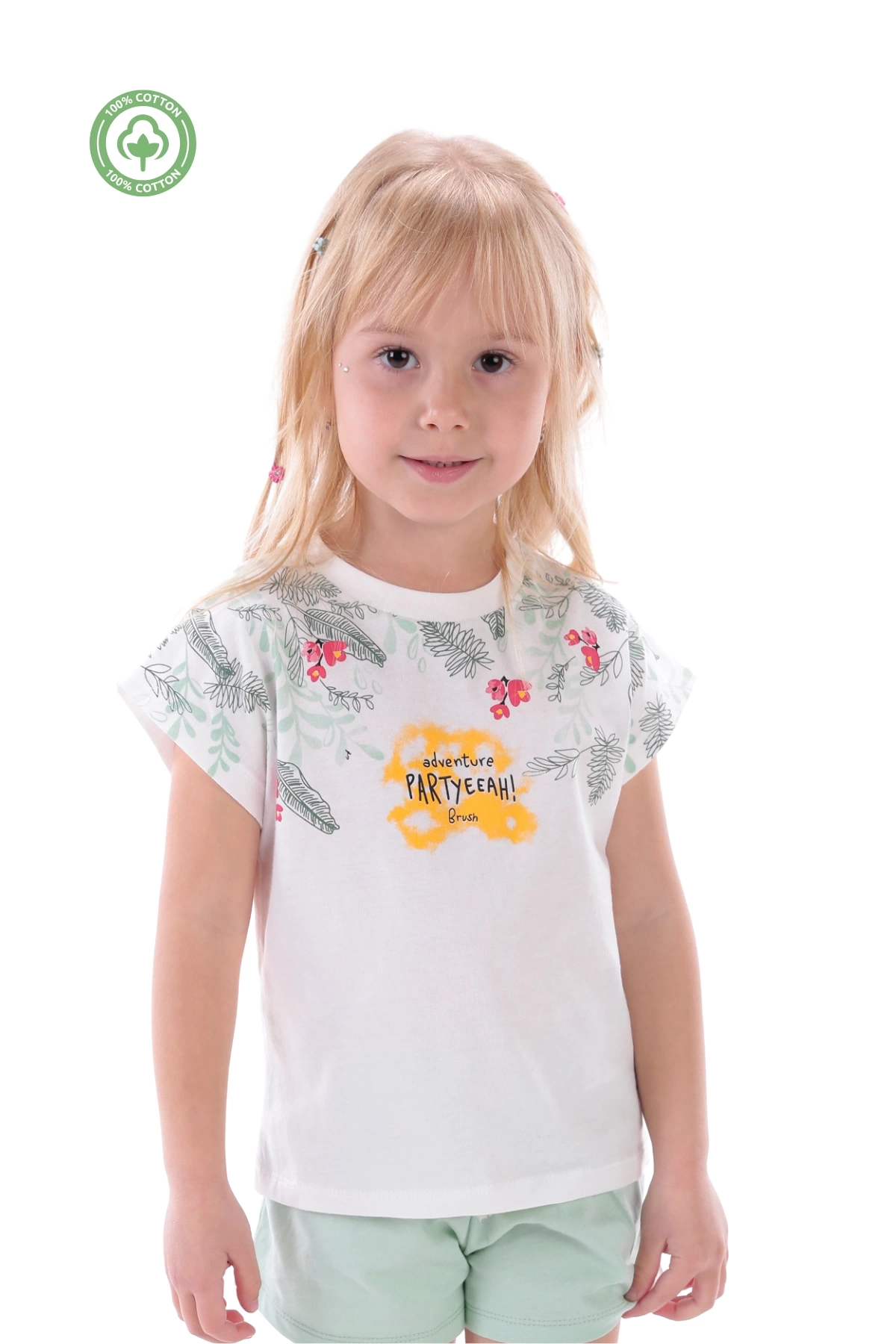 Kız Çocuk Desenli T-shirt -Çocuk Giyim