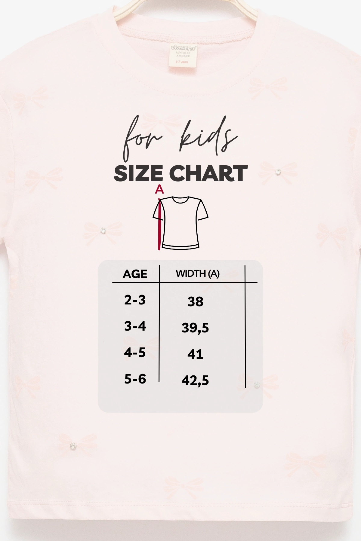 Kız Çocuk Fiyonklu Taş İşlemeli Kısa Kollu T-shirt -Çocuk Giyim