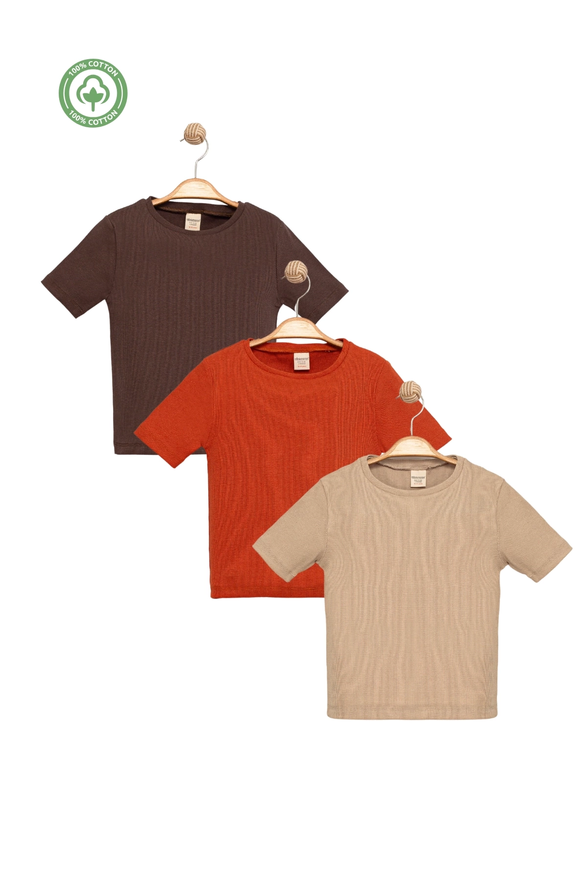 Kız Çocuk Kısa Kollu Kaşkorse 3lü T-shirt Seti -Çocuk Giyim