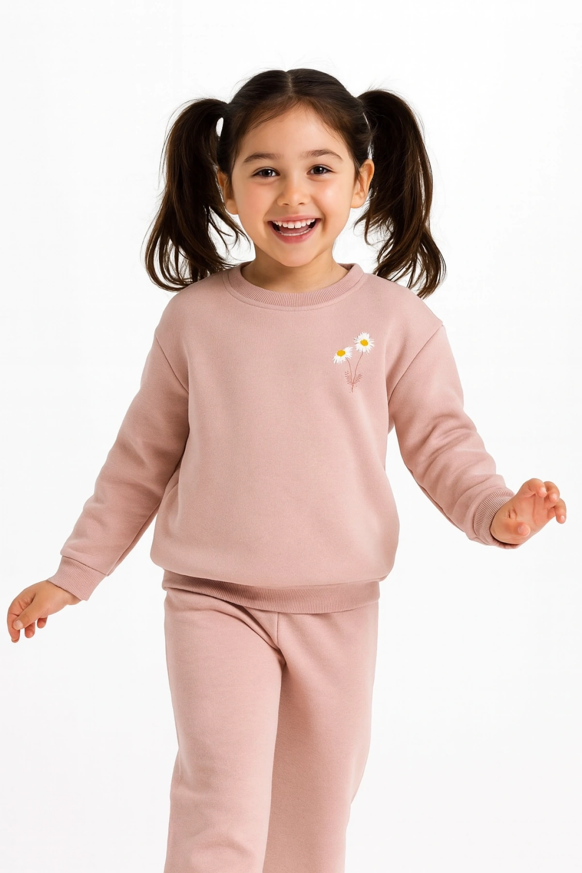 Kız Çocuk Pembe Sweatshirt Papatyalı - Kız Çocuk Giyim