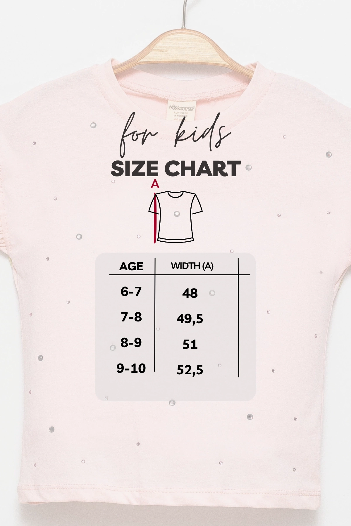 Kız Çocuk Taş Baskılı T-shirt -Çocuk Giyim