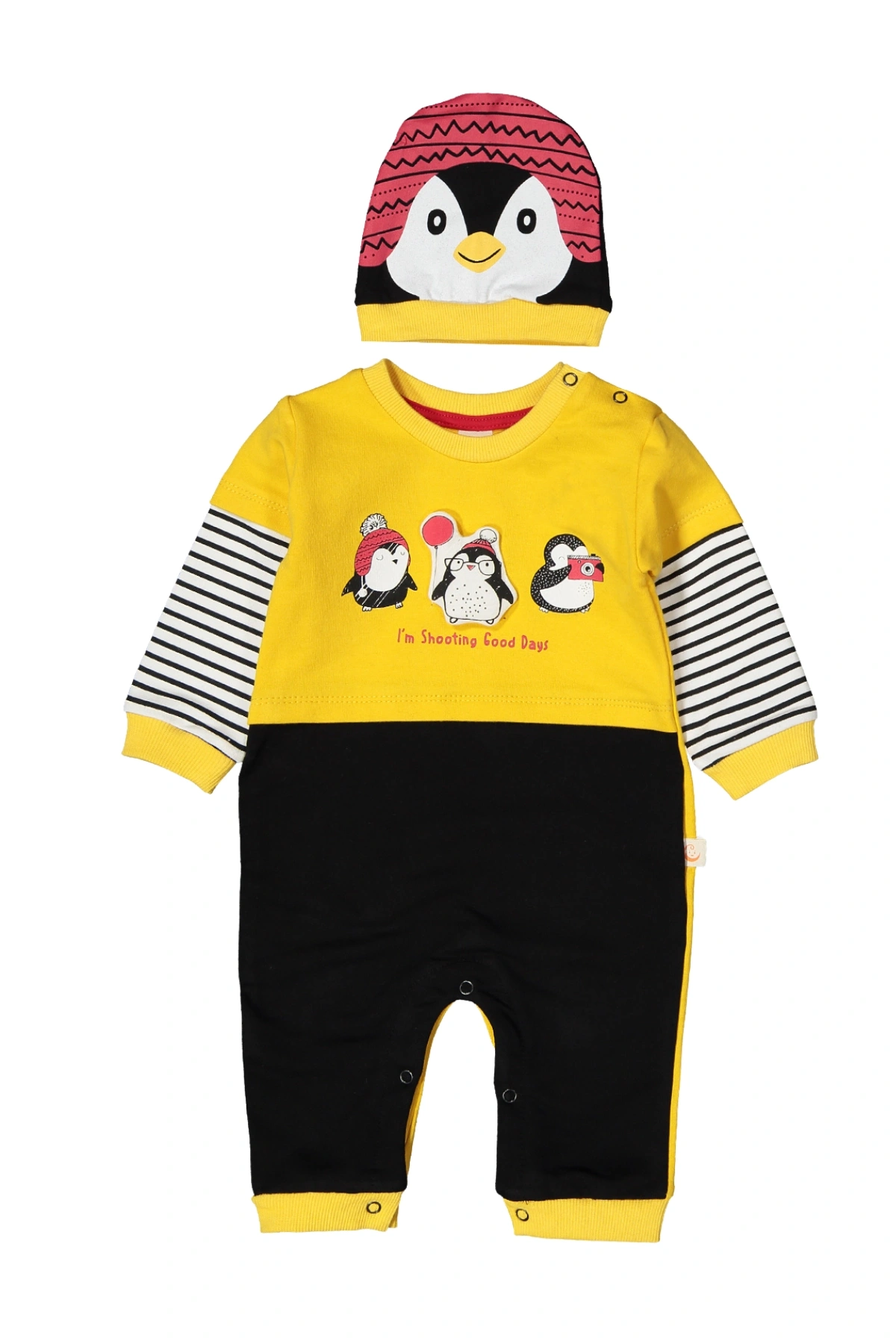 Kız Erkek Bebek Tulum Şapkalı 2li Set - Bebek Giyim