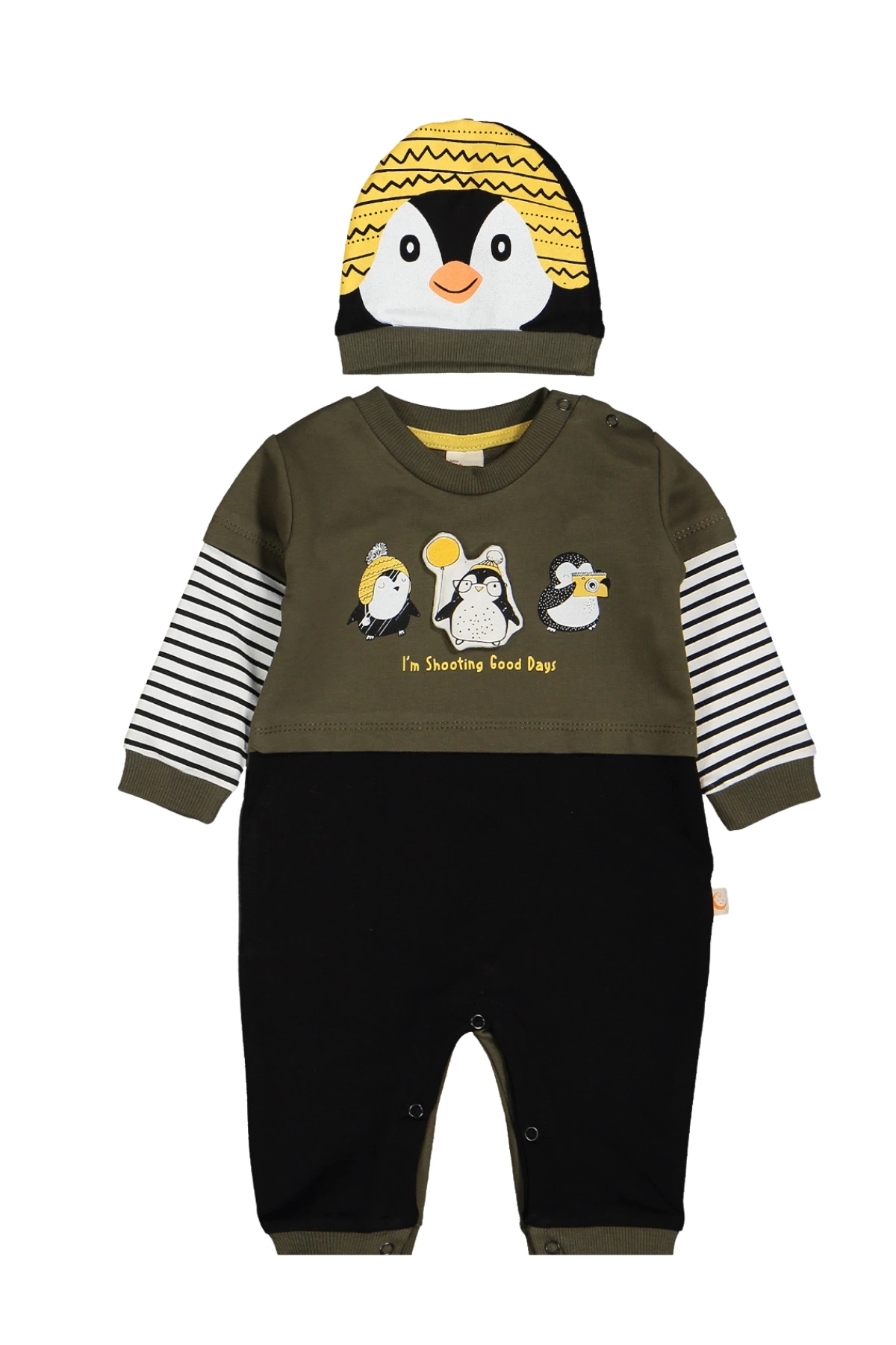Kız Erkek Bebek Tulum Şapkalı 2li Set - Bebek Giyim