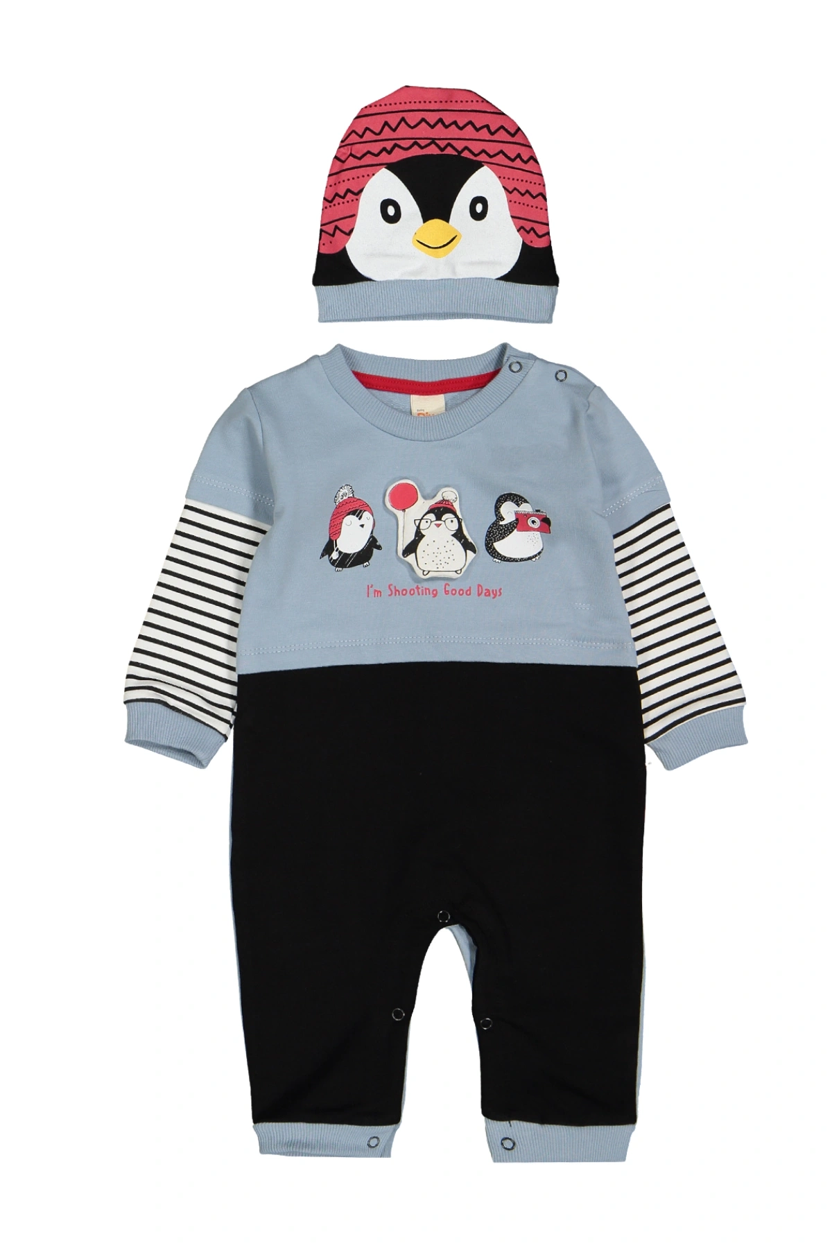 Kız Erkek Bebek Tulum Şapkalı 2li Set - Bebek Giyim