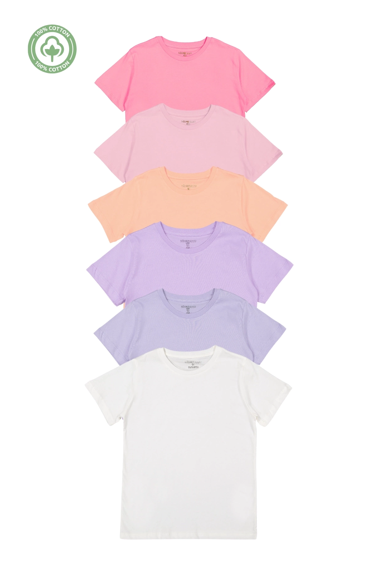 Kız Erkek Çocuk 6lı Set Düz Kısa Kollu T-shirt - Çocuk Giyim