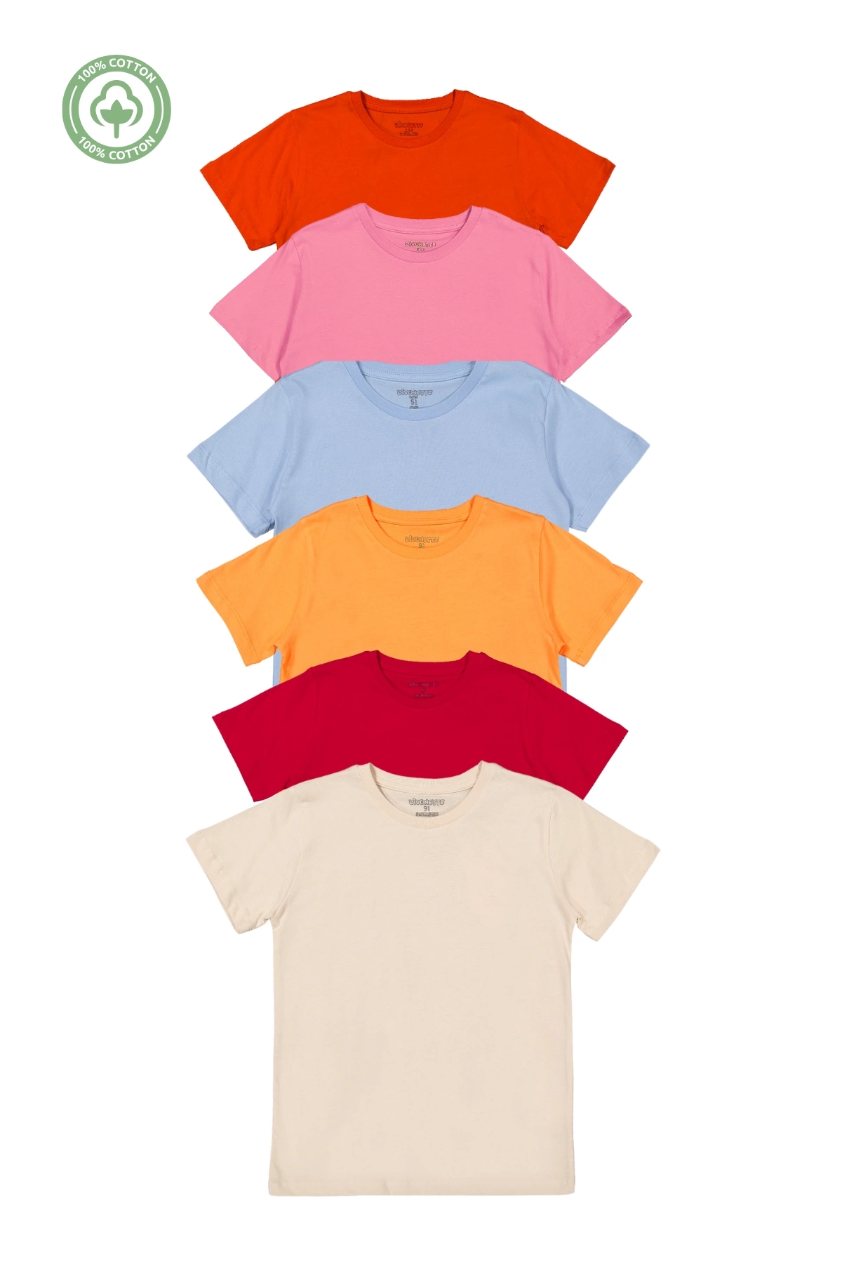 Kız Erkek Çocuk 6lı Set Düz Kısa Kollu T-shirt - Çocuk Giyim