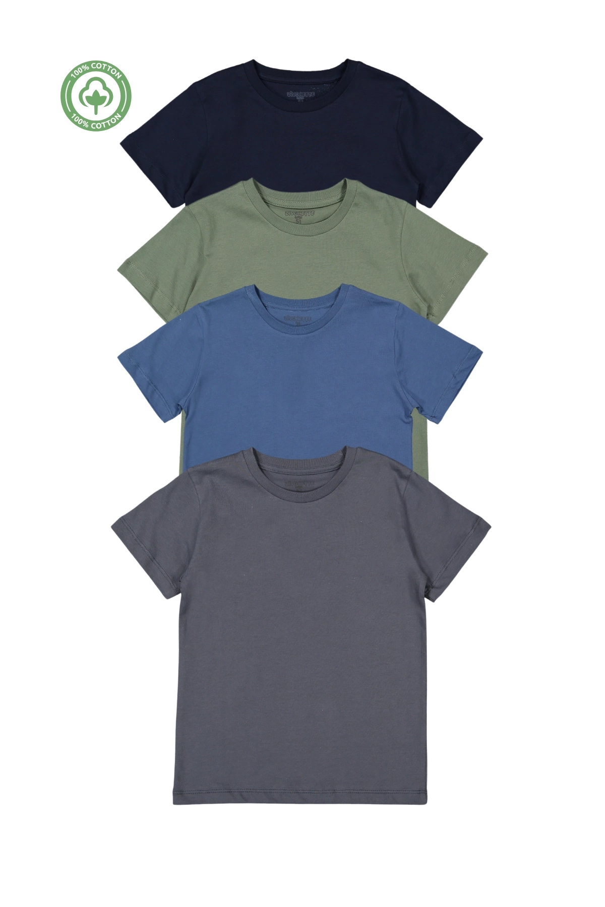 Kız Erkek Unisex Çocuk 4lü Set Düz Kısa Kollu T-shirt - Çocuk Giyim