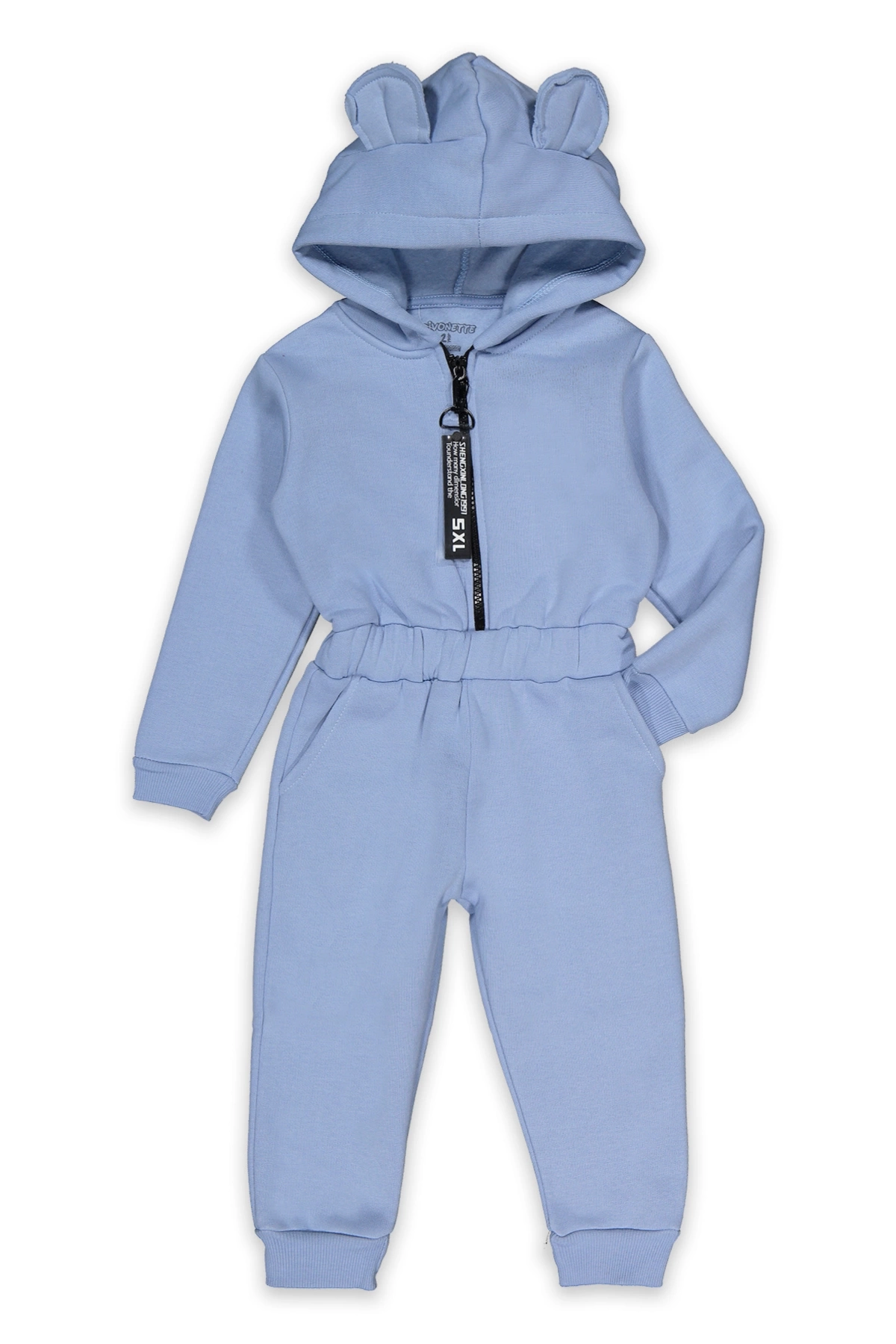 Unisex Fermuarlı Kulak Detaylı Kalın Çocuk Tulum - Çocuk Giyim
