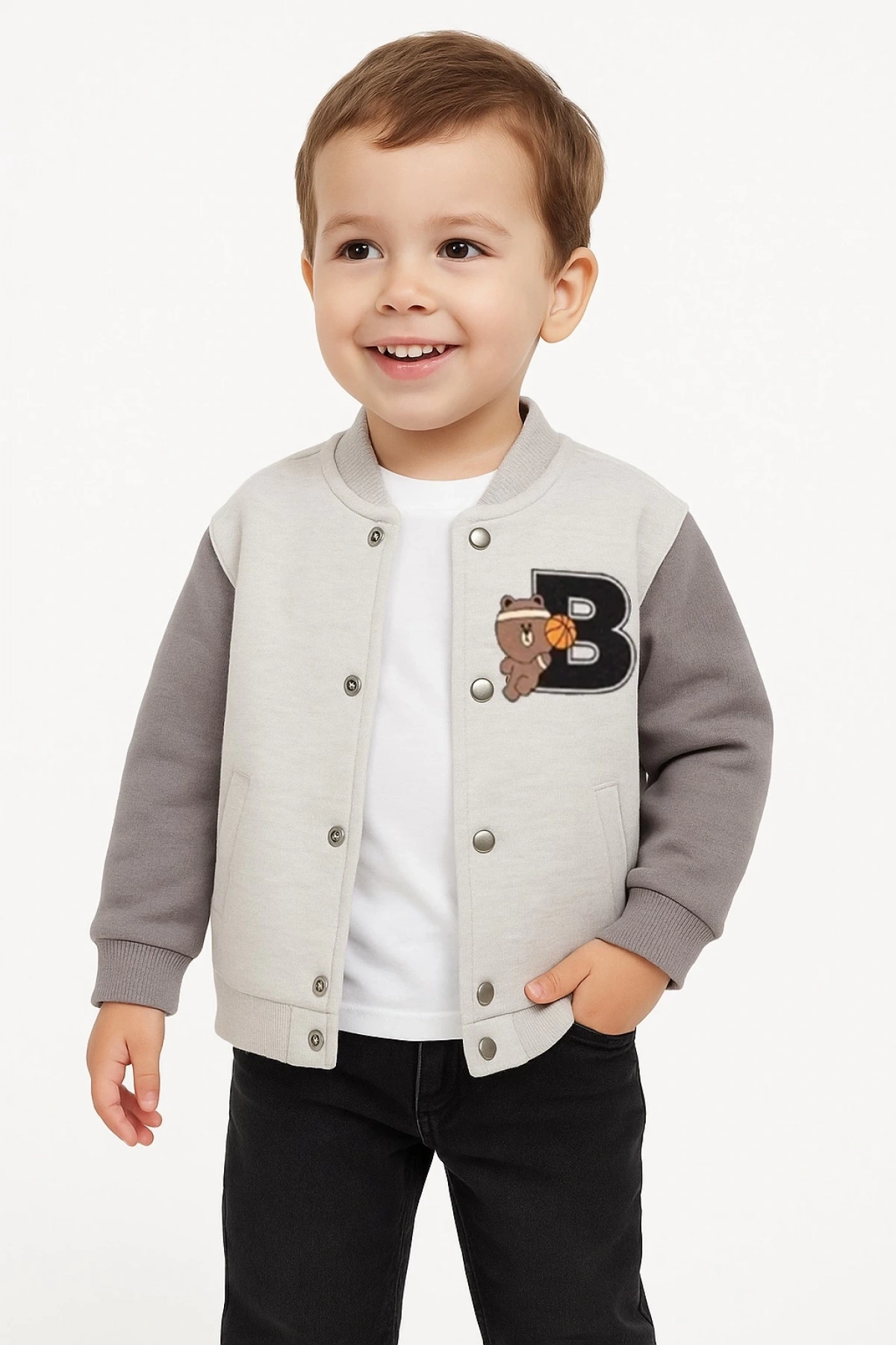 Unısex Kombinli Gri Kolej Ceketi - Kız Erkek Çocuk Giyim