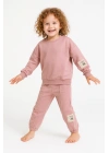 Kız Çocuk %100 Pamuk Bisiklet Yaka Sweatshirt ve Lastikli Paça Pembe Eşofman Takımı - 2li Set