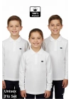 Kız Erkek Çocuk 3lü Polo Yaka Uzun Kollu Ekru Renk Okul T-shirt