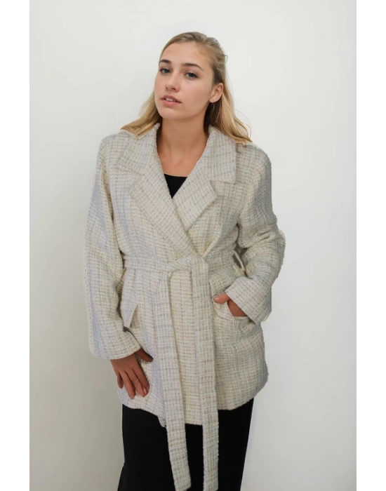 Pamuk İplik ve Yün Karışımlı Palto