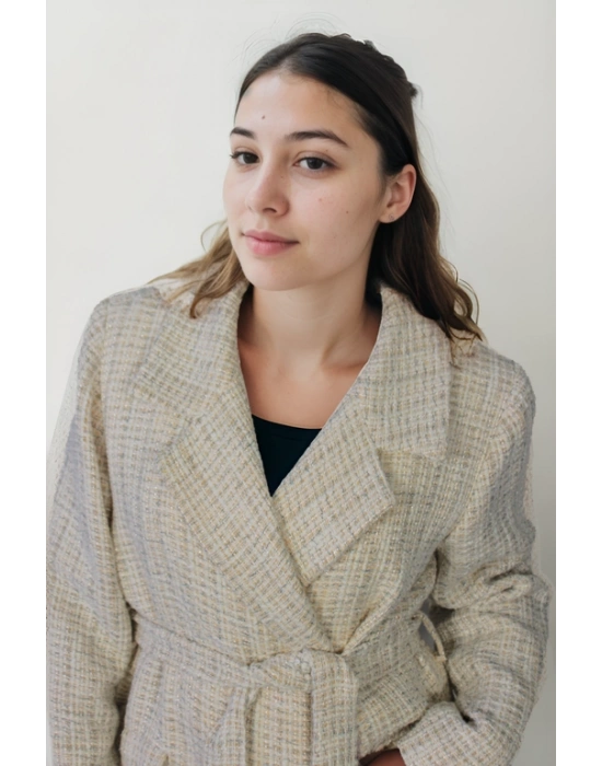 Pamuk İplik ve Yün Karışımlı Palto