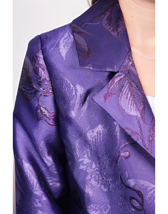 Mor Renkli Brokar Kumaştan Ceket