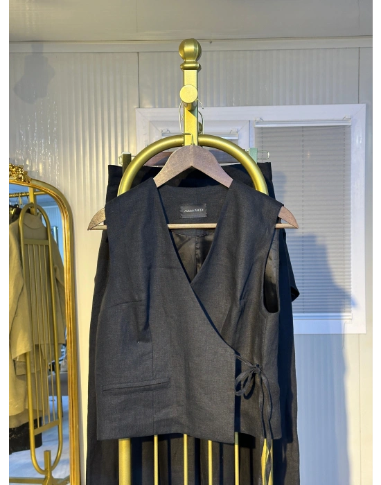 Bağlama Detaylı Keten Takım