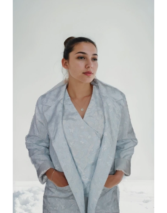 İpek Saten Kabartma Desenli Takım