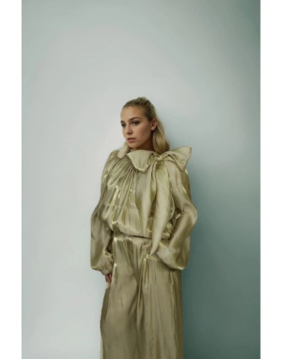 İpek Şifon Kumaş Yeşil Takım