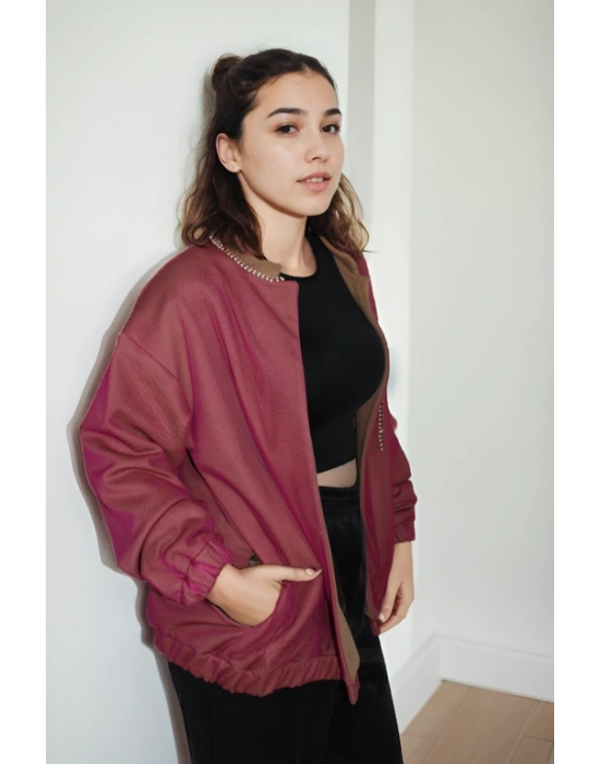 Kaşe Kaşmir Kumaş Tül Kaplama Bomber Ceket