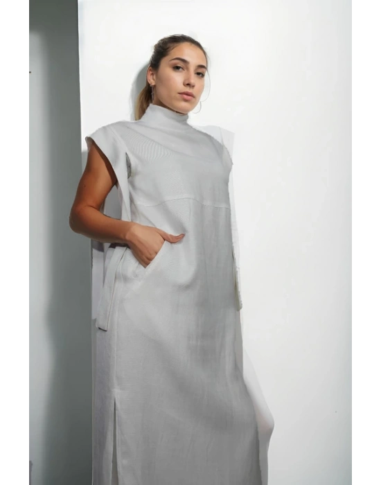 Pamuklu İpek Keten Elbise