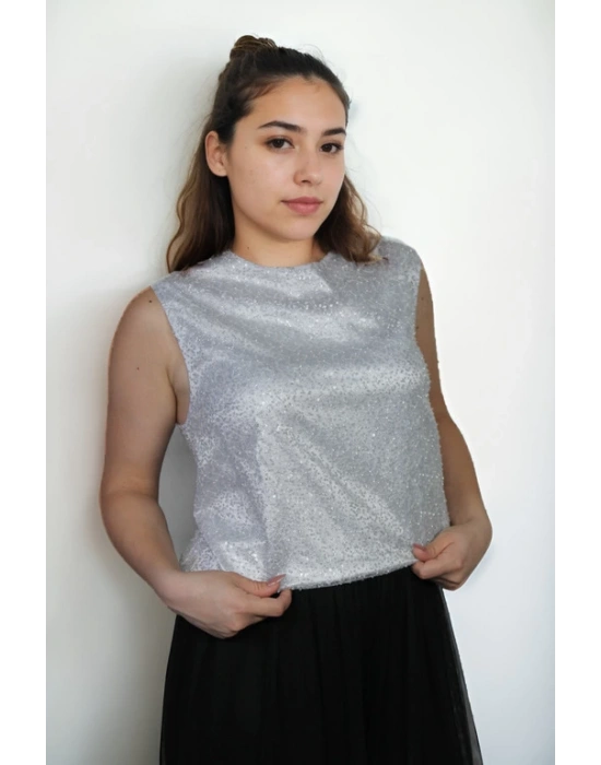 Payet Kumaş İşlemeli Bluz