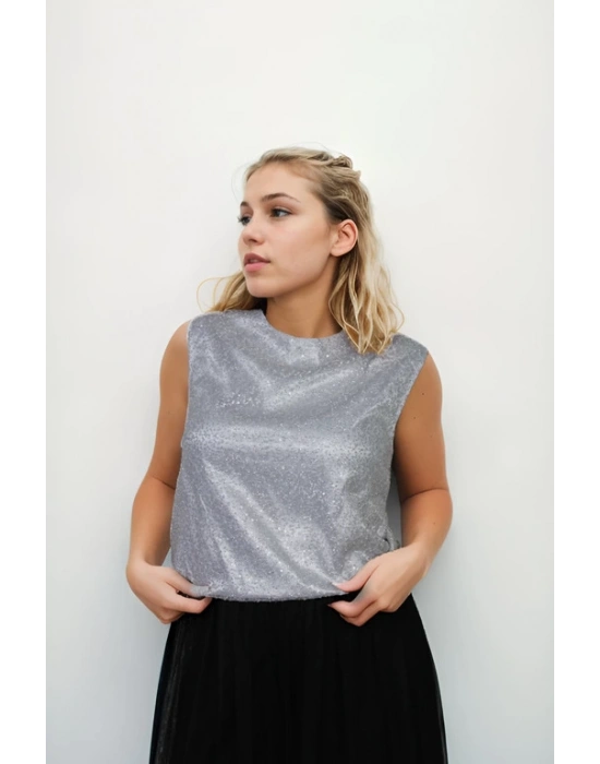 Payet Kumaş İşlemeli Bluz