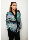 İpek Saten Kumaştan Kimono Ceket