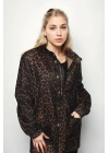 Leopar Desenli Denim Kumaş Ceket