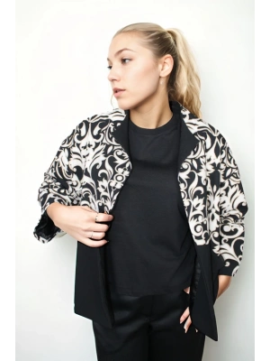 Krep Kumaştan Varank Desenli Ceket