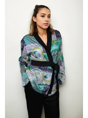 İpek Saten Kumaştan Kimono Ceket