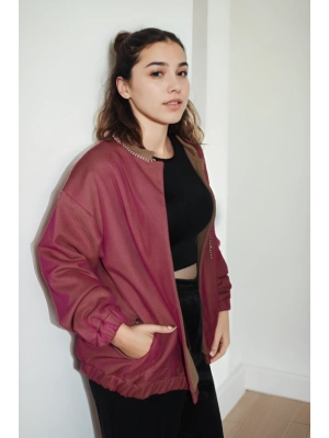 Kaşe Kaşmir Kumaş Tül Kaplama Bomber Ceket