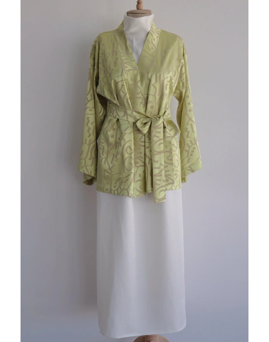 Saten Desen Detaylı Kimono