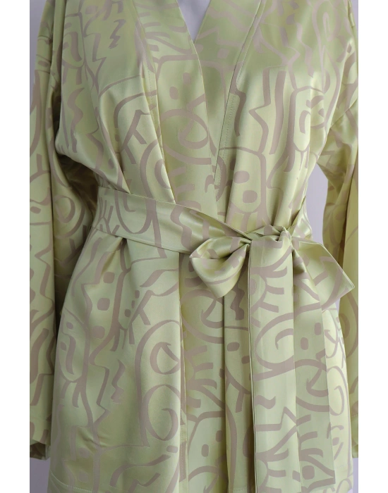 Saten Desen Detaylı Kimono
