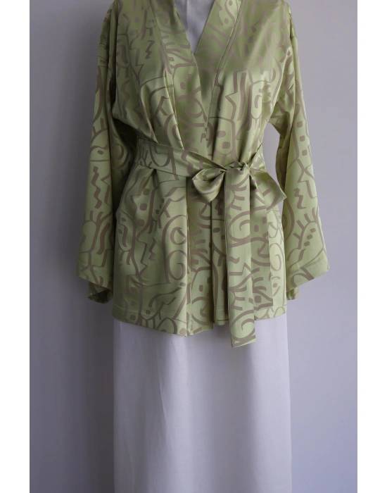 Saten Desen Detaylı Kimono