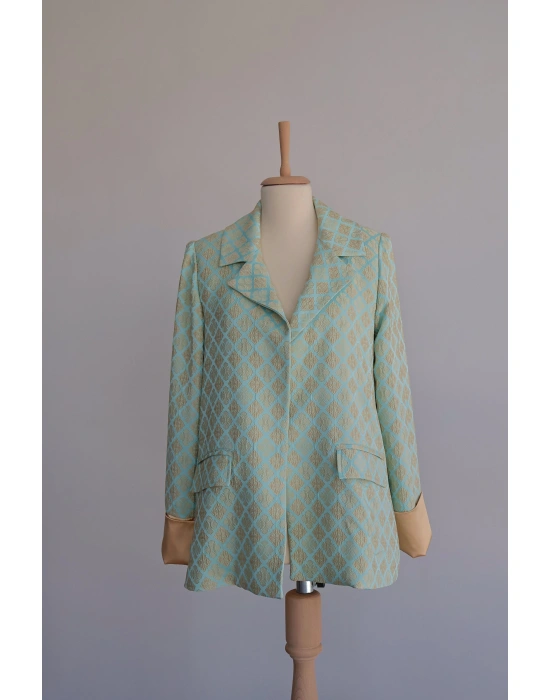 Brokar Desenli Kumaş Blazer Ceket