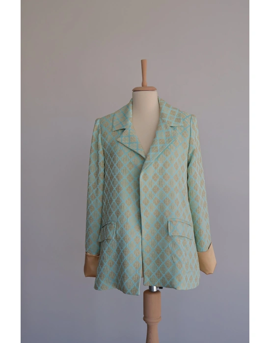 Brokar Desenli Kumaş Blazer Ceket