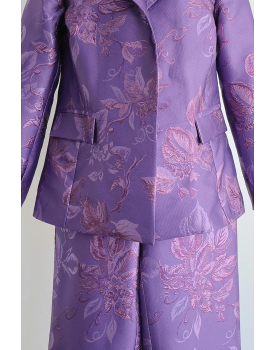 Jakarlı Lavanta Serisi Mor İkili Takım Standart Beden